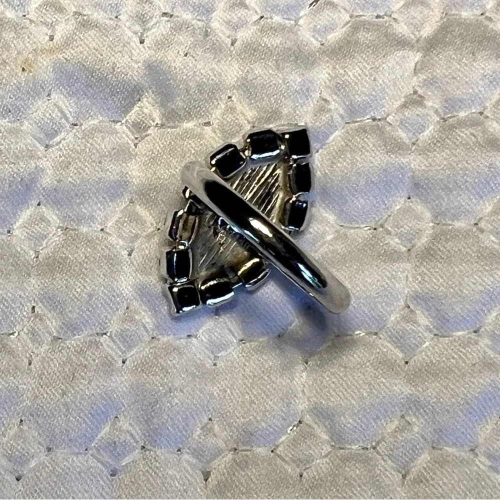 Vintage Sarah Coventry Faux Pearl and Rhinestones Adjustable Band Ring